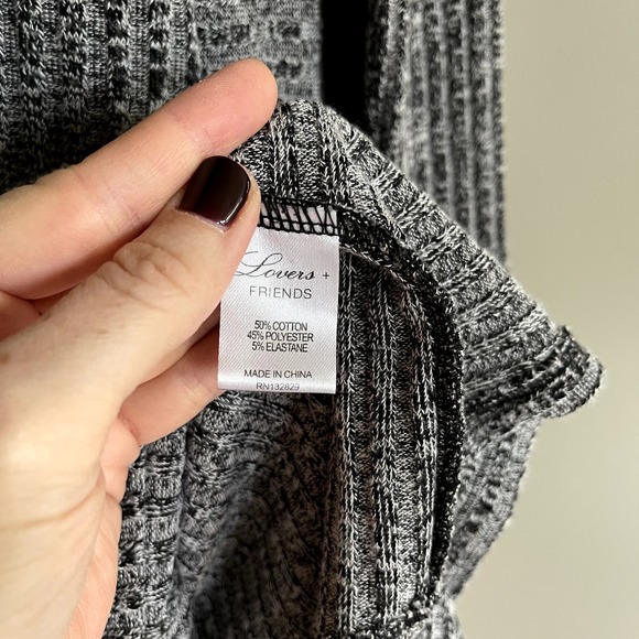 Lovers + Friends Shannon Dress Grey Ribbed Marled Mini Babydoll Swing Size Small - Picture 11 of 14